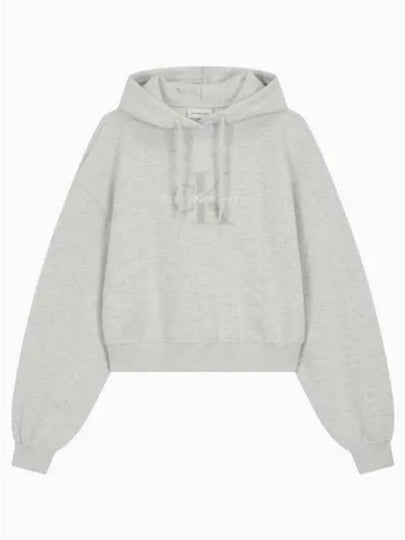 Chenille Monogram Fleece Hoodie Grey - CALVIN KLEIN - BALAAN 2