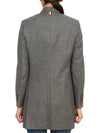 Women's Flannel Sports Wool Double Coat Medium Grey - THOM BROWNE - BALAAN 4