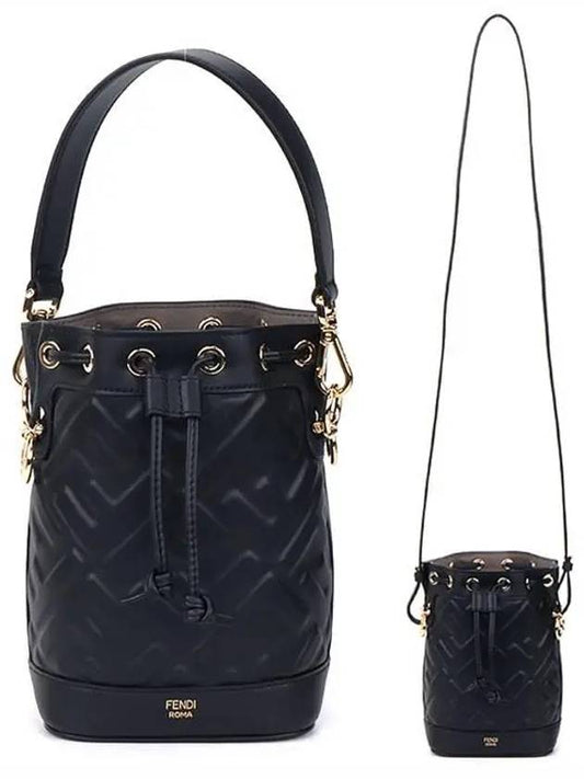 Mon Tresor Black Leather Mini Bag with FF Motif - FENDI - BALAAN 2