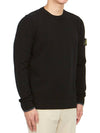 Logo Patch Crew Neck Knit Top Black - STONE ISLAND - BALAAN 4