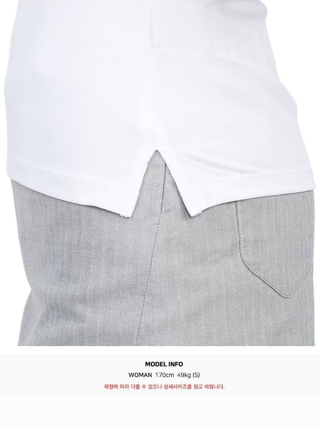 Women's Golf Logo Tech Tartan Neck Short Sleeve PK Shirt White - HYDROGEN - BALAAN 11