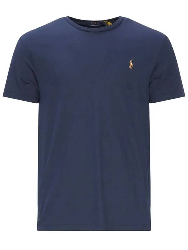 Embroidered Logo Pony Short Sleeve T-Shirt Navy - POLO RALPH LAUREN - BALAAN 3