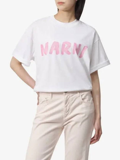 Logo Lettering Boxy Fit Short Sleeve T-Shirt White - MARNI - BALAAN 2