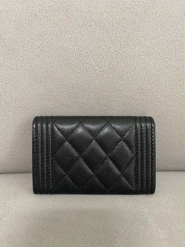 Boy Snap Card Wallet Caviar Black Vintage Silver A80603 - CHANEL - BALAAN 3