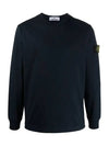 Logo Wappen Patch Crew Neck Long Sleeve T Shirt Navy - STONE ISLAND - BALAAN 3