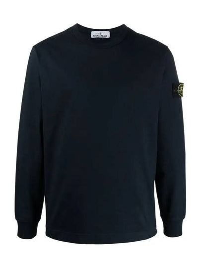 Logo Wappen Patch Crew Neck Long Sleeve T Shirt Navy - STONE ISLAND - BALAAN 2