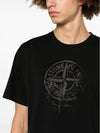 Men's Logo Print Crew Neck Short Sleeve T-Shirt Black - STONE ISLAND - BALAAN 3