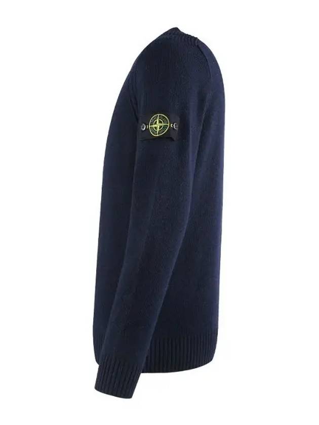 Wappen Patch Wool Blend Knit Top Navy - STONE ISLAND - BALAAN 4