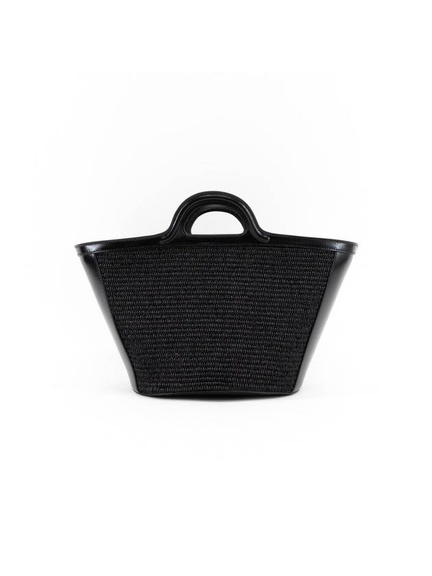 Leather Raffia Tropicalia Tote Bag Black - MARNI - BALAAN 6