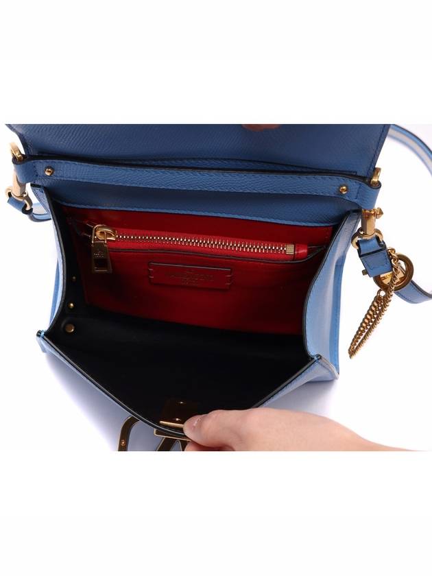 Women's Small V Sling Tote Cross Bag Blue - VALENTINO - BALAAN 7