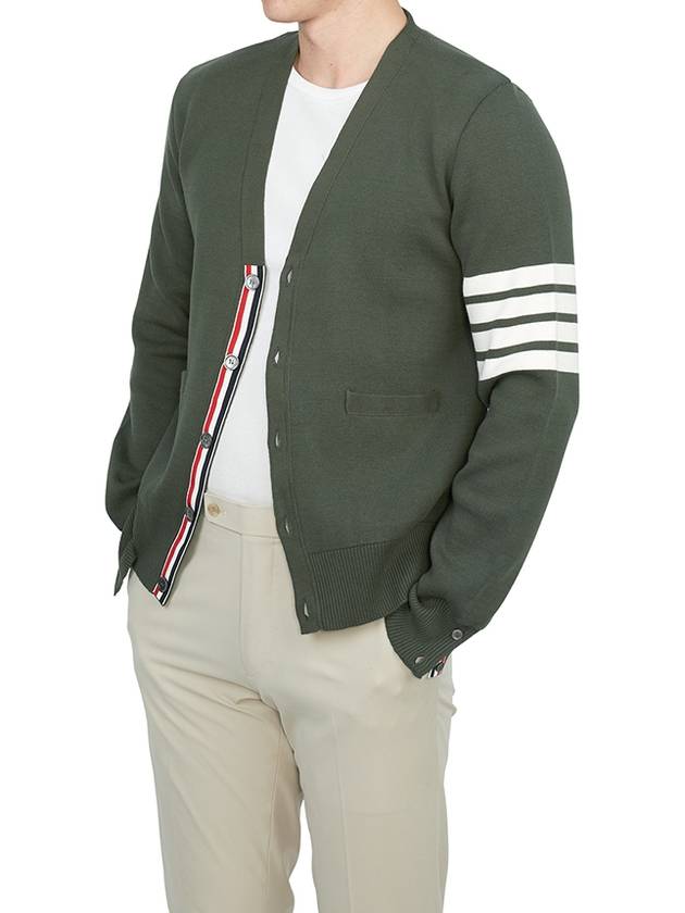 Milano Stitch 4 Bar Cardigan Dark Green - THOM BROWNE - BALAAN 6