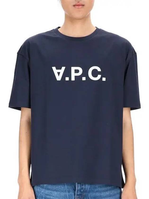 Logo Print Crew Neck Short Sleeve T-Shirt Navy - A.P.C. - BALAAN 2