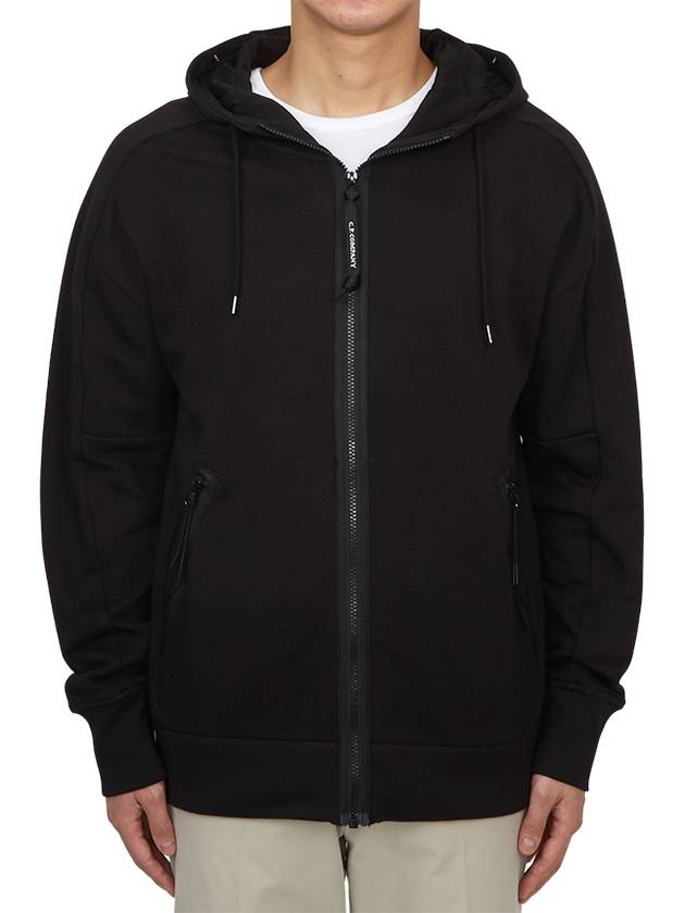 Diagonal Raised Fleece Zip-Up Hoodie Black - CP COMPANY - BALAAN 3