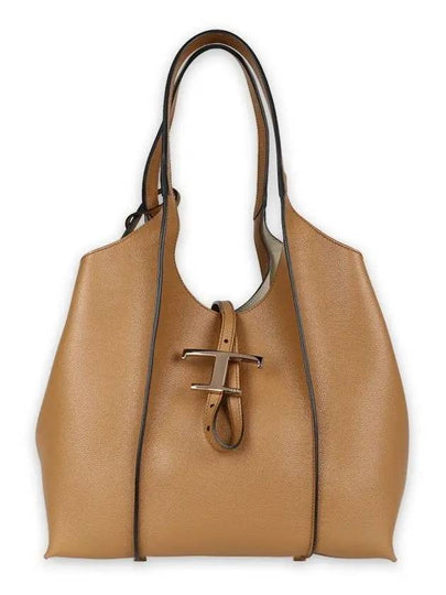 Logo T Timeless Leather Tote Bag Brown - TOD'S - BALAAN 2