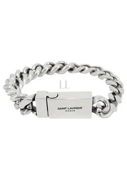 Men's Curb Chain Metal Bracelet Silver - SAINT LAURENT - BALAAN 2