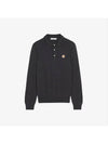 Fox Head Patch Polo Knit Top Anthracite Melange - MAISON KITSUNE - BALAAN 4