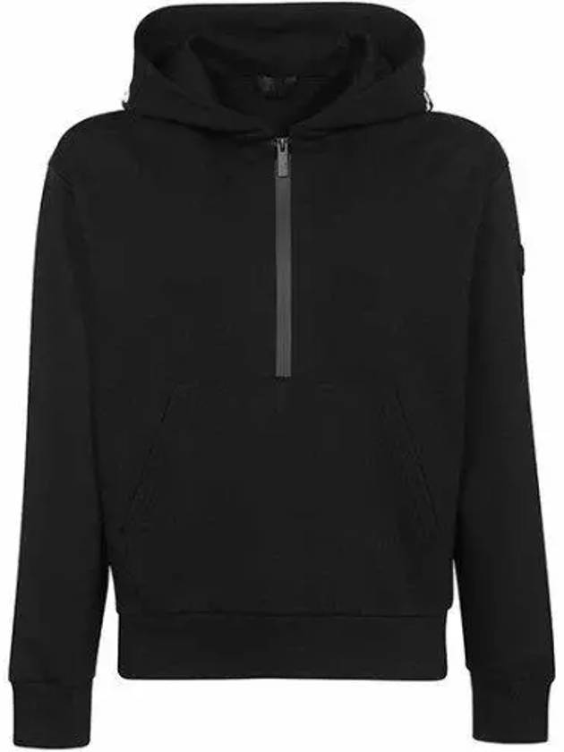 Logo Patch Half-Zip Hoodie Black - MONCLER - BALAAN 2