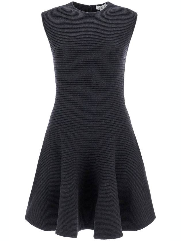 "ribbed knit skater dress with - ALAIA - BALAAN 1