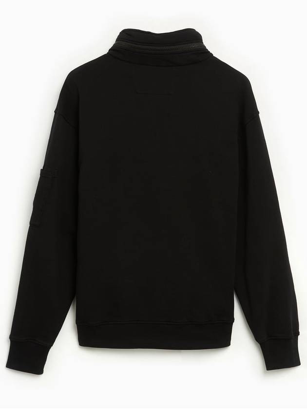 Cotton Fleece Zipped Sweatshirt Black - CP COMPANY - BALAAN 3