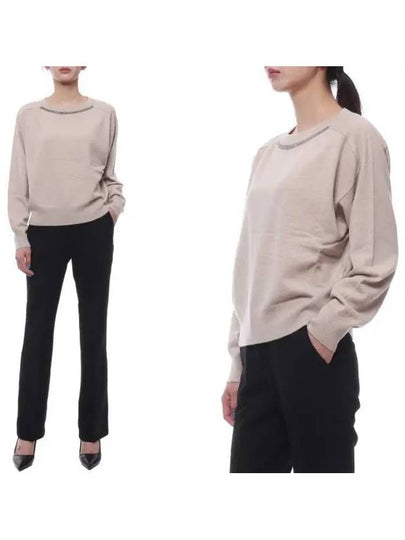 Monilli Cashmere Knit Top Beige - BRUNELLO CUCINELLI - BALAAN 2