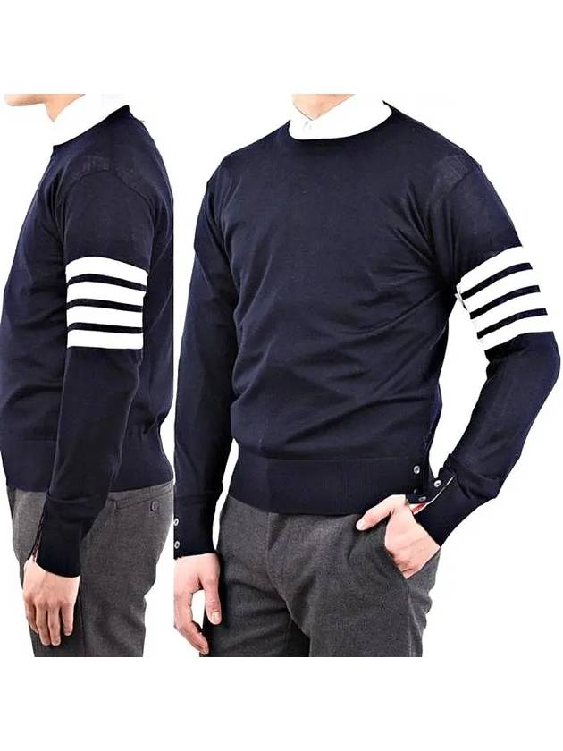 4 Bar Armband Classic Merino Wool Knit Top Navy - THOM BROWNE - BALAAN 2