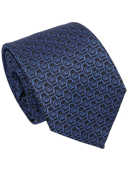 GG Frame Pattern Silk Tie Blue Black - GUCCI - BALAAN 1