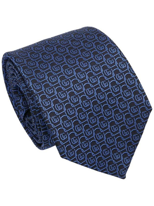 GG frame pattern silk tie blue black - GUCCI - BALAAN.
