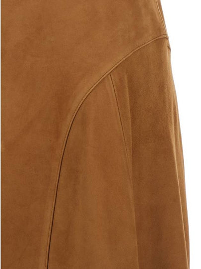 'Irina' Brown Skirt With Inserts Design And Closure On The Back In Suede Woman - ARMA - BALAAN 2