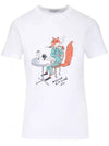 Coffee Fox Print Short Sleeve T-Shirt White - MAISON KITSUNE - BALAAN.