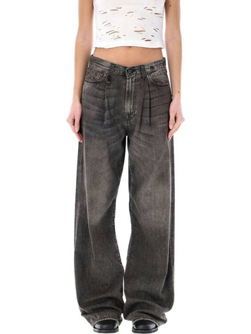 R13 Damon Pleated Wide Leg Jean - R13 - BALAAN 1