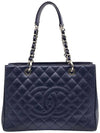 Chanel A50995 Navy Caviar Silver Chain Grand Shopping Shoulder Bag 15th - CHANEL - BALAAN 1