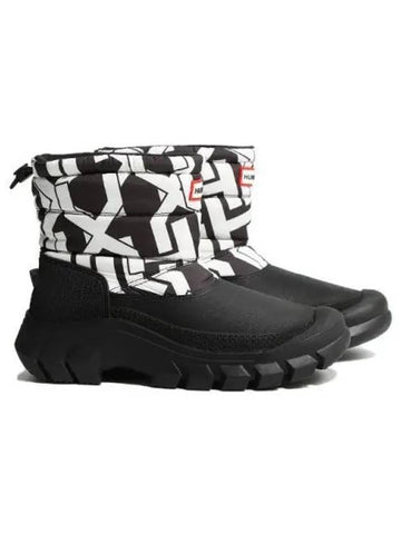 Intrepid H Print Short Snow Boots Black White WFS1002PCTBWT - HUNTER - BALAAN 1