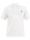 Small Heart Logo Polo Shirt White - AMI - BALAAN 2