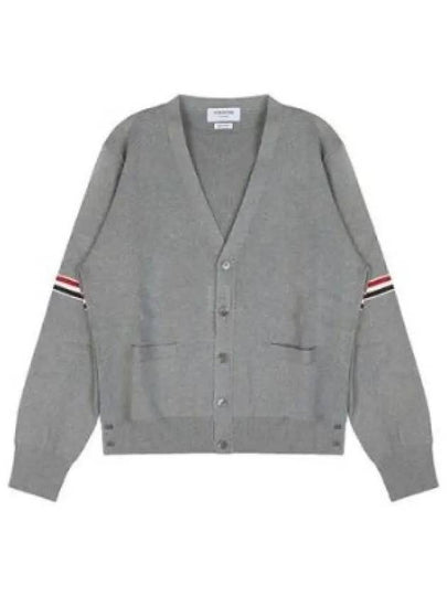 Milano Stitch Sprite Armband Cotton V-neck Cardigan Light Grey - THOM BROWNE - BALAAN 2