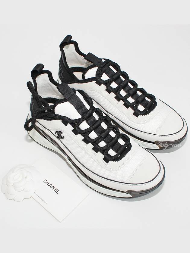 mixed fiber white CC logo low top sneakers black dark gray - CHANEL - BALAAN.