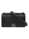 Boy Medium Caviar Cross Bag Ruthenium Metal Black - CHANEL - BALAAN 1