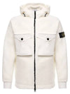 Men's Wappen Patch Shearling Hooded Jacket White - STONE ISLAND - BALAAN 3