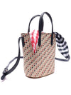 Basket Raffia Stripe Embroidery Gingham Oxford Scarf Tote Bag Natural - THOM BROWNE - BALAAN 4