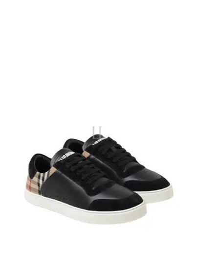 Checked Leather Suede Low Top Sneakers Black - BURBERRY - BALAAN 2