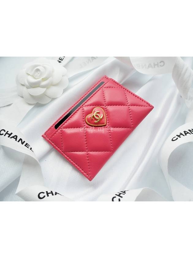 Heart Logo Lambskin Card Wallet Pink - CHANEL - BALAAN 8