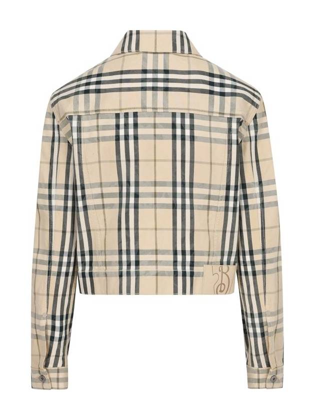 Check Cropped Denim Jacket Grain - BURBERRY - BALAAN 3