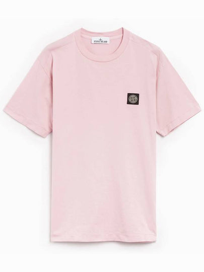 Logo Patch Short Sleeves T-Shirt Pink - STONE ISLAND - BALAAN 2