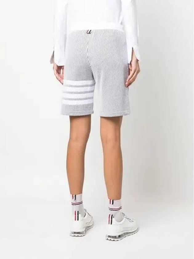 Seesucker Loopback 4 Bar Stripe Shorts Light Grey - THOM BROWNE - BALAAN 6