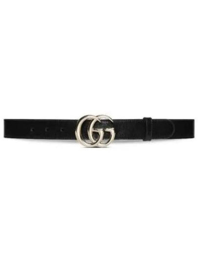 GG Marmont Thin Leather Belt Black - GUCCI - BALAAN 2