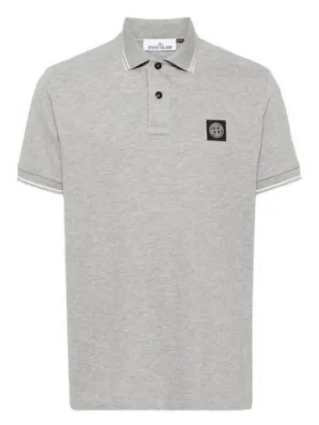 Stretch Cotton Pique Short Sleeve Polo Shirt Grey - STONE ISLAND - BALAAN 2