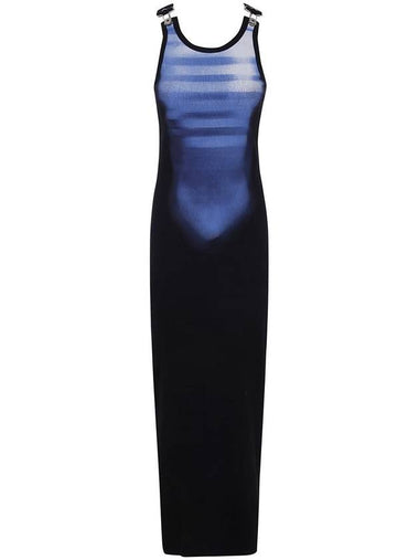 Jean Paul Gaultier Cotton Ribbed Long Dress Printed 