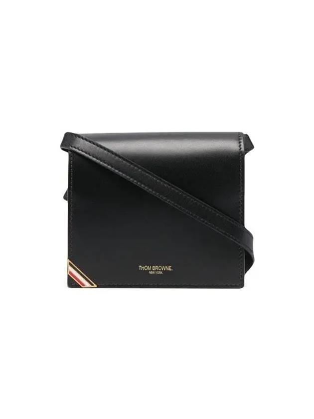 RWB Tab Enamel Strap Card Wallet Black - THOM BROWNE - BALAAN 2