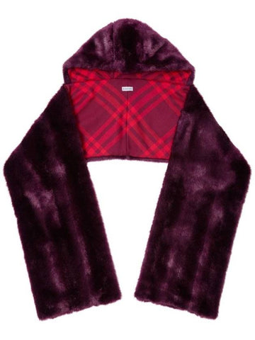 Fake Fur Hooded Scarf 8079141 - BURBERRY - BALAAN 1