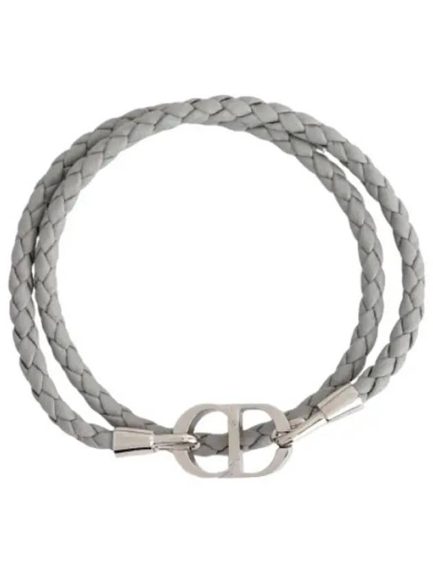 CD Icon Braided Leather Bracelet Grey - DIOR - BALAAN 2