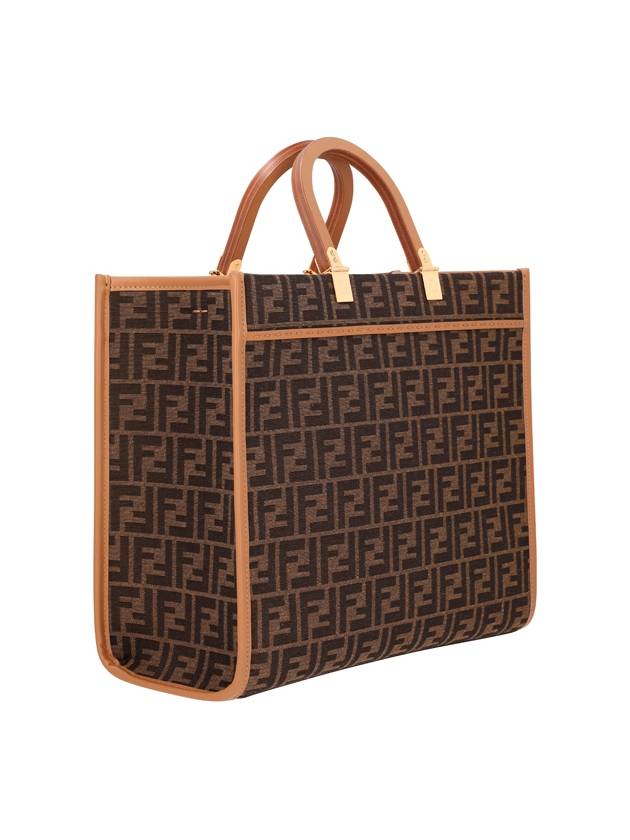 Sunshine Medium FF Jacquard Tote Bag Brown - FENDI - BALAAN 3